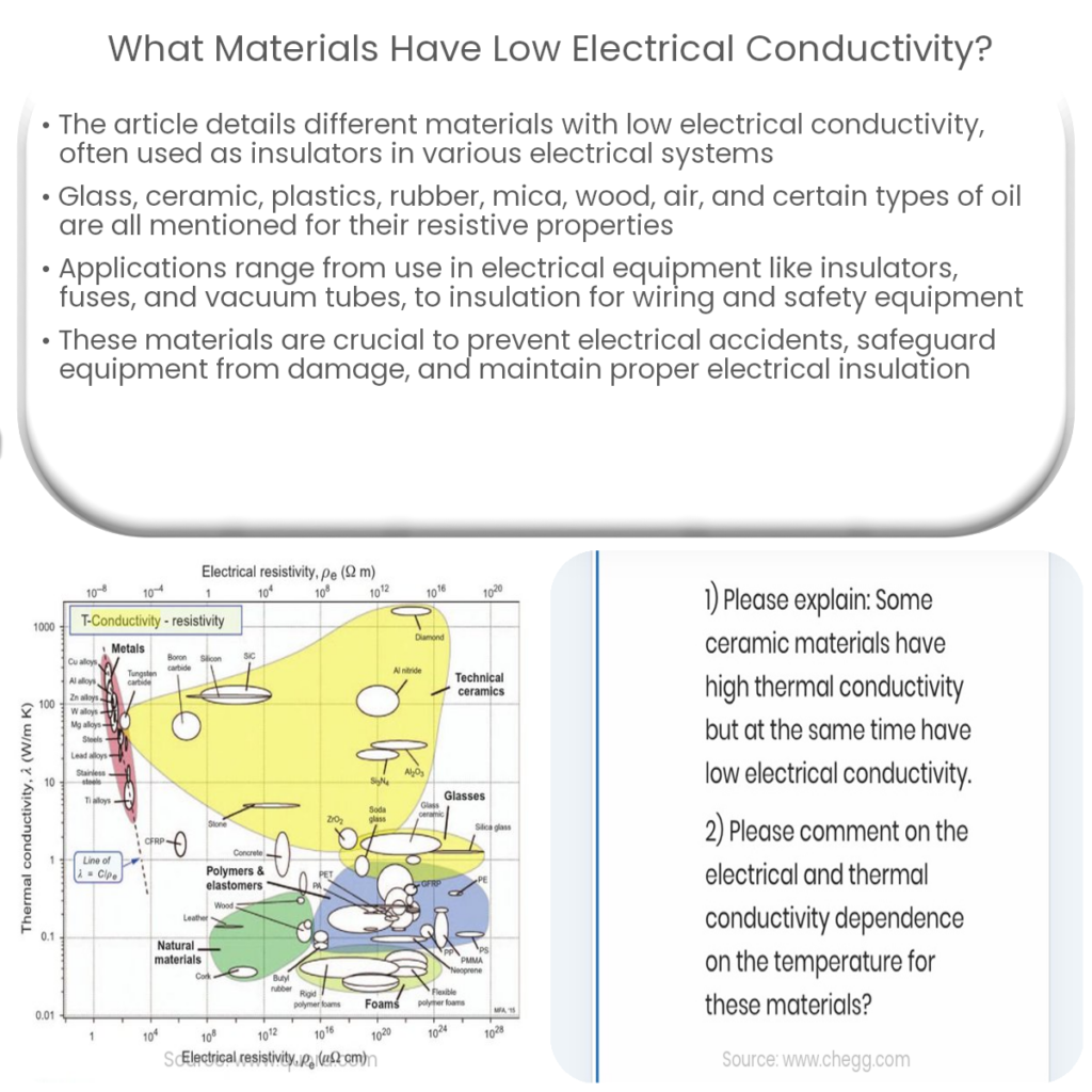 What materials have low electrical conductivity?