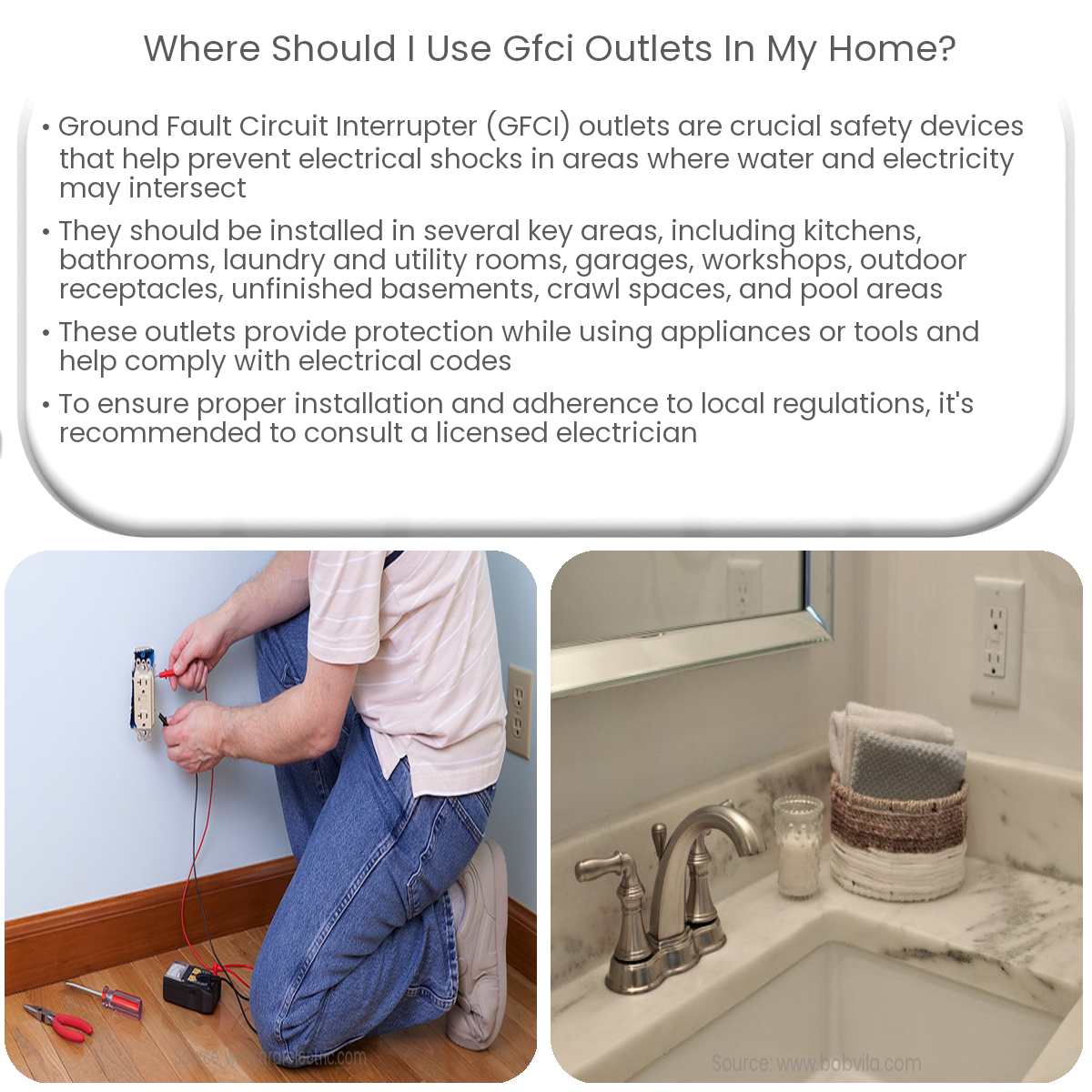 Where should I use GFCI outlets in my home?