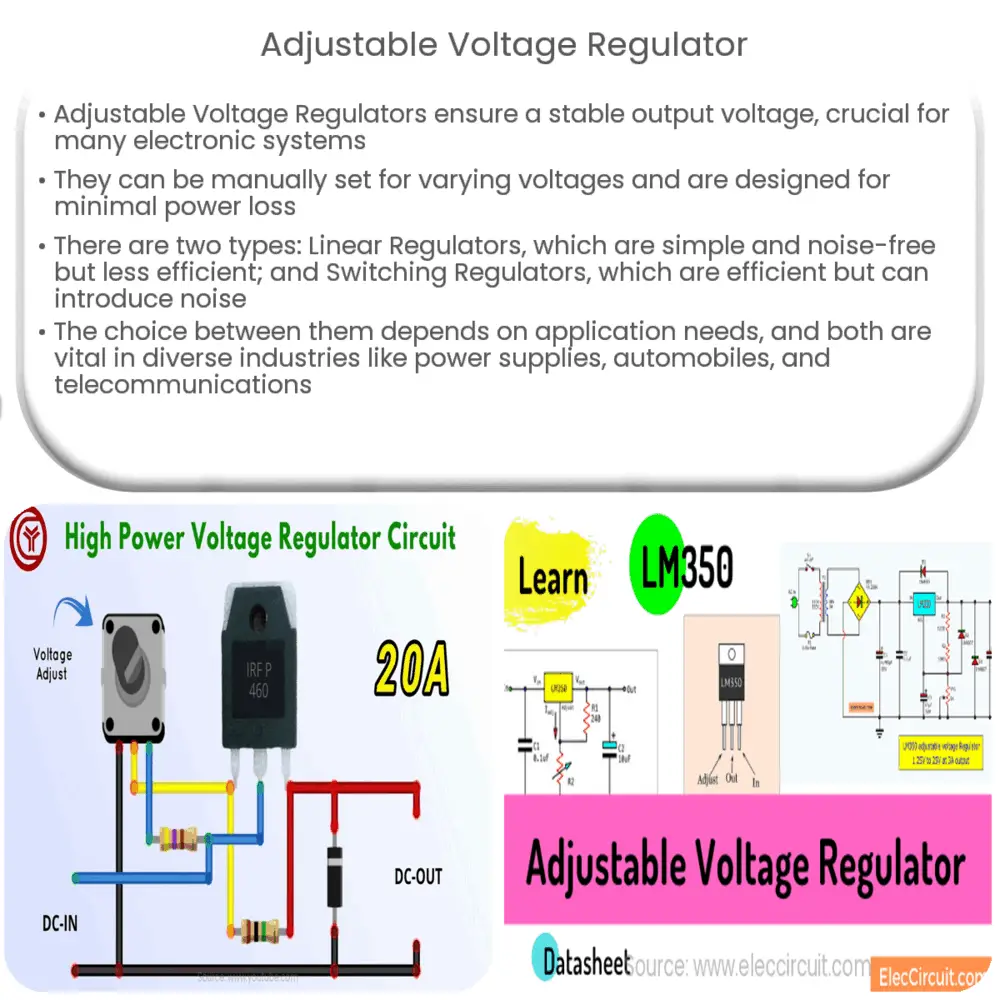 Adjustable Voltage Regulator  How it works, Application & Advantages