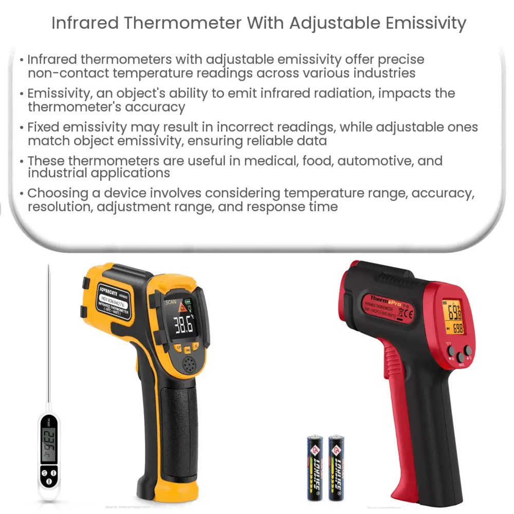 Infrared thermometer with adjustable emissivity
