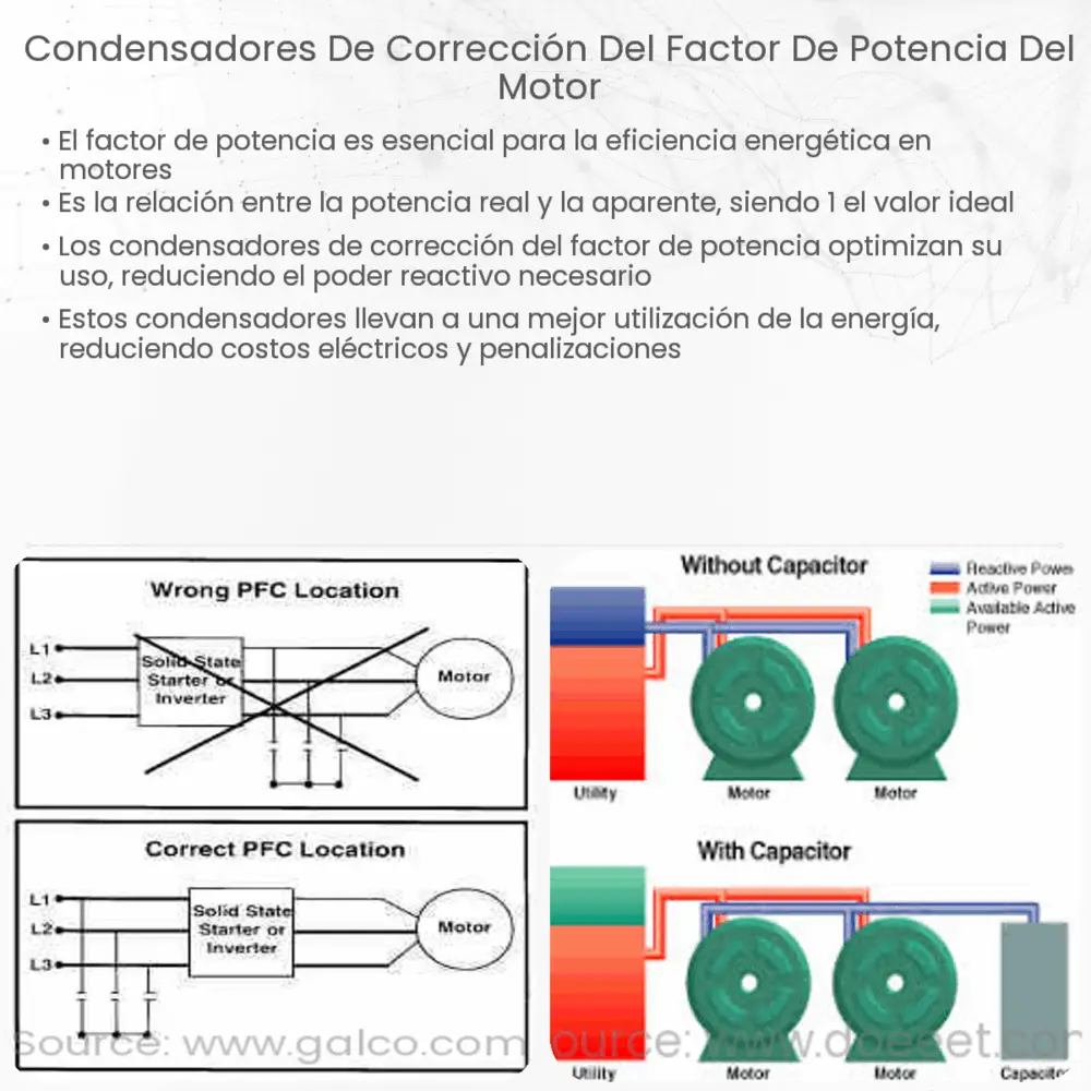 Condensadores de Corrección del Factor de Potencia del Motor