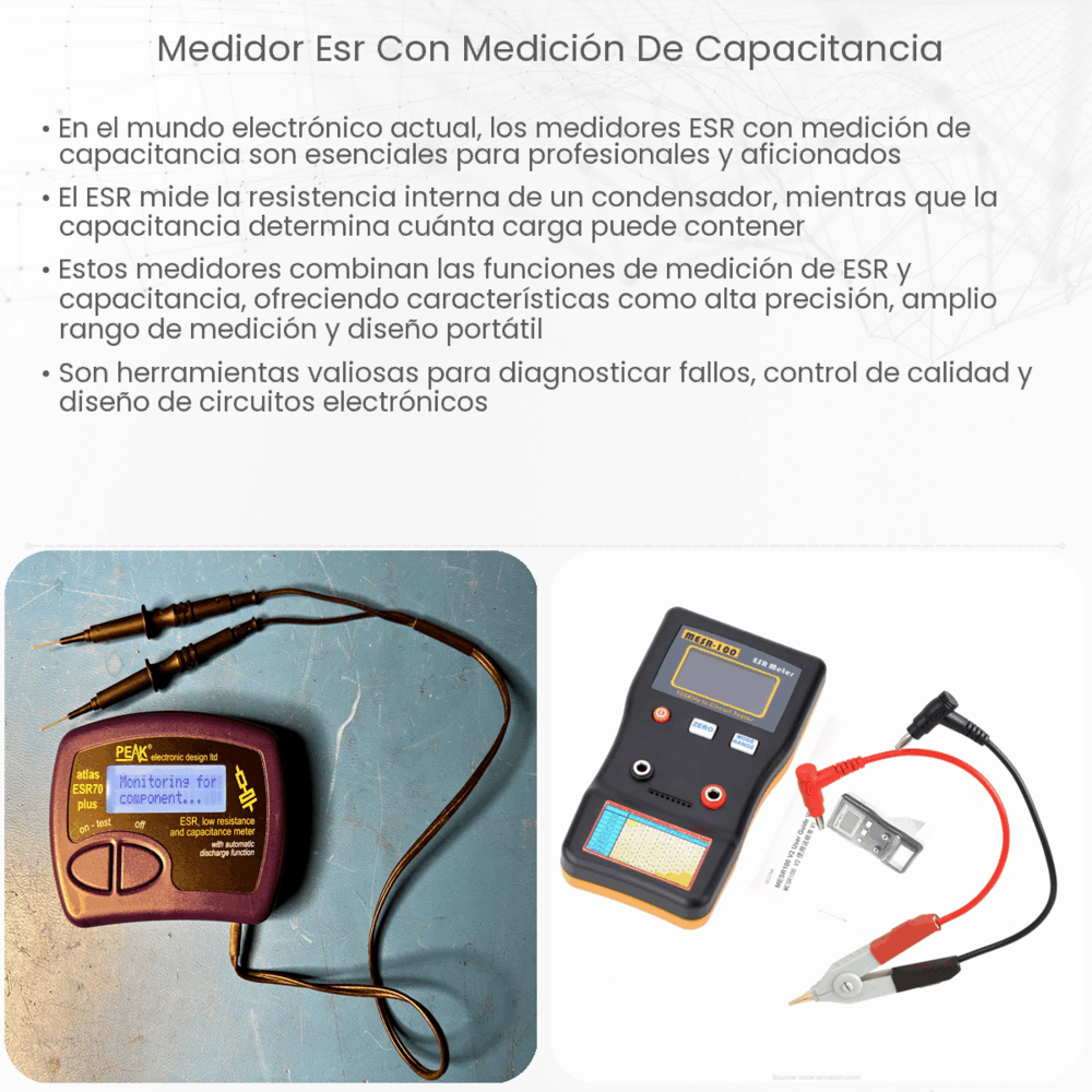 Medidor ESR con medición de capacitancia