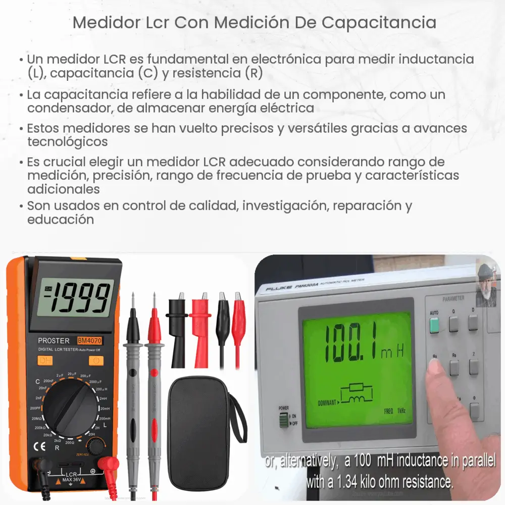 Medidor LCR con medición de capacitancia