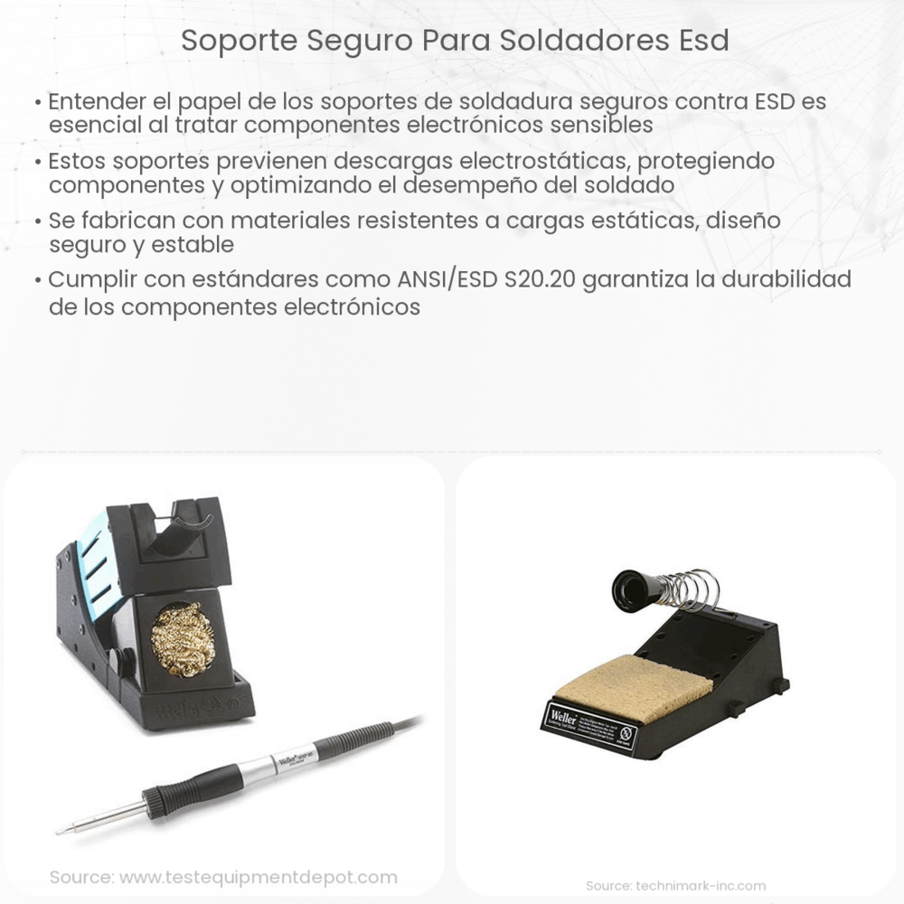Soporte seguro para soldadores ESD