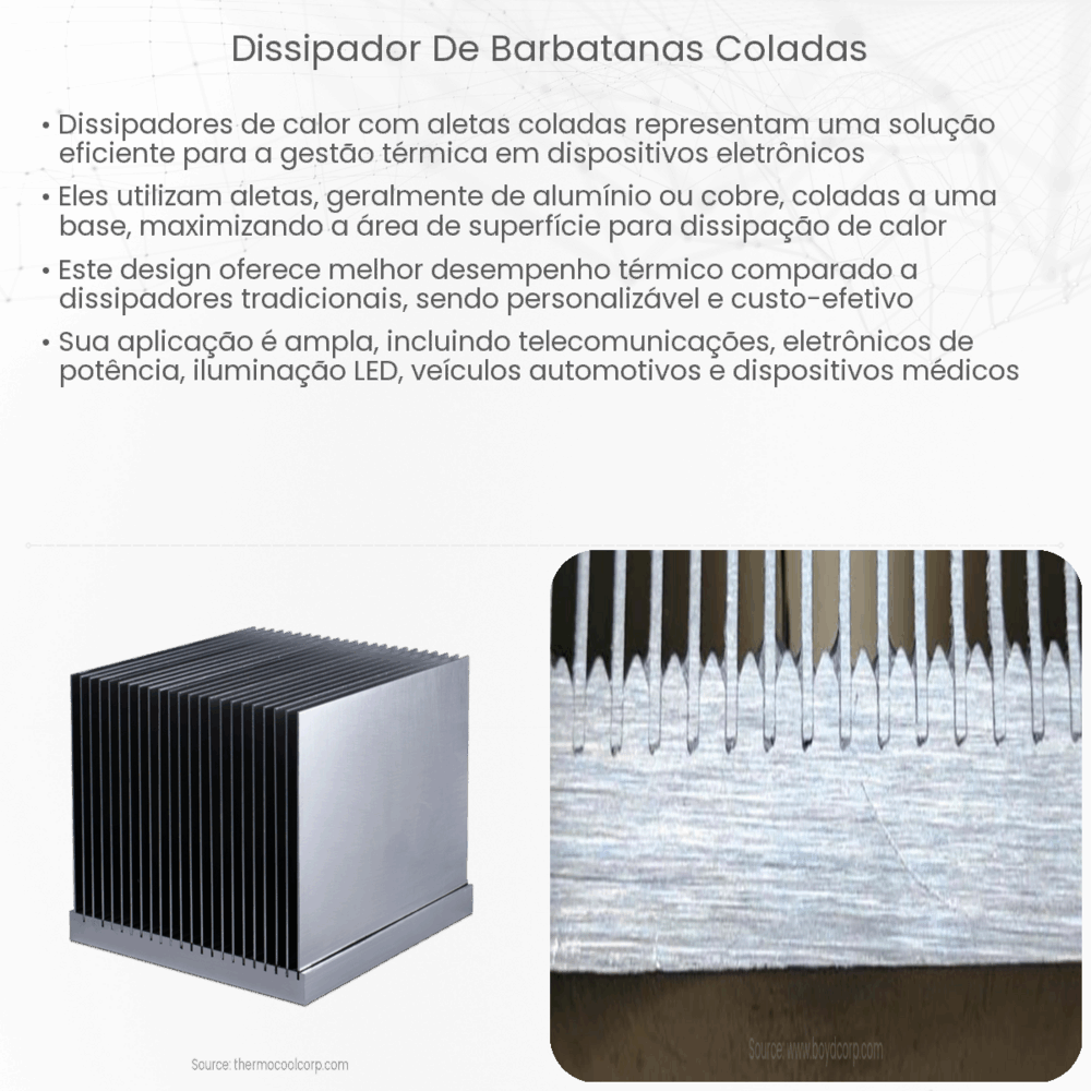 Dissipador de barbatanas coladas