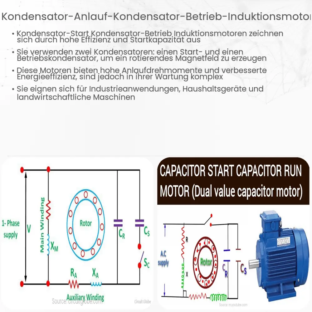 Kondensator-Anlauf Kondensator-Betrieb Induktionsmotor