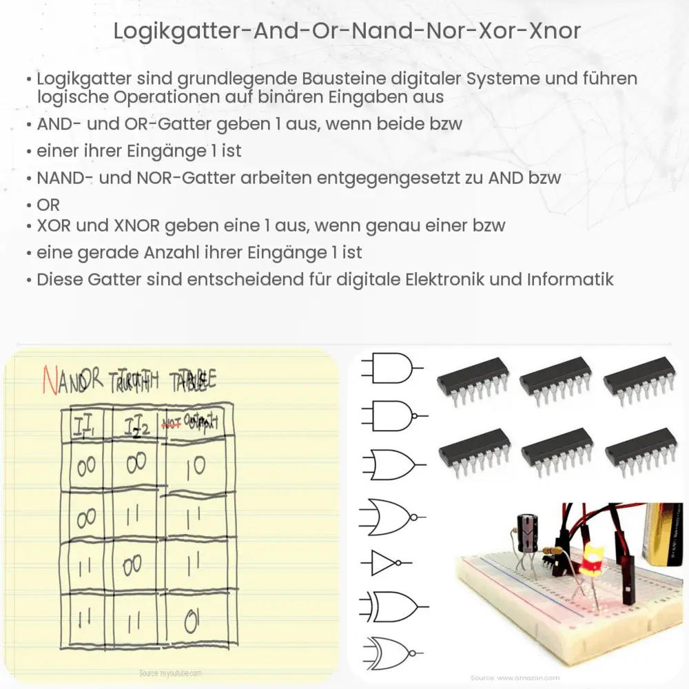Logikgatter (AND, OR, NAND, NOR, XOR, XNOR)