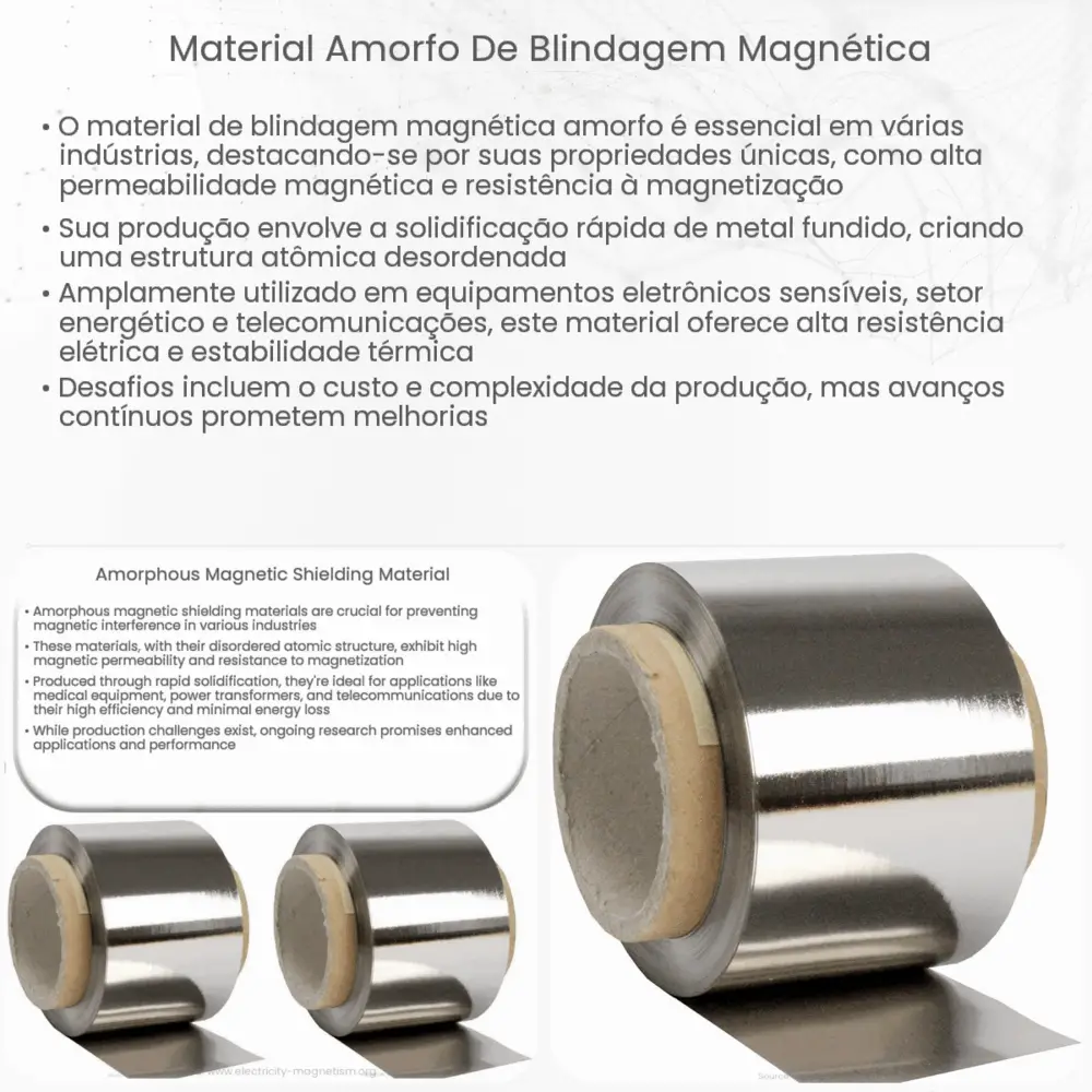 Material amorfo de blindagem magnética
