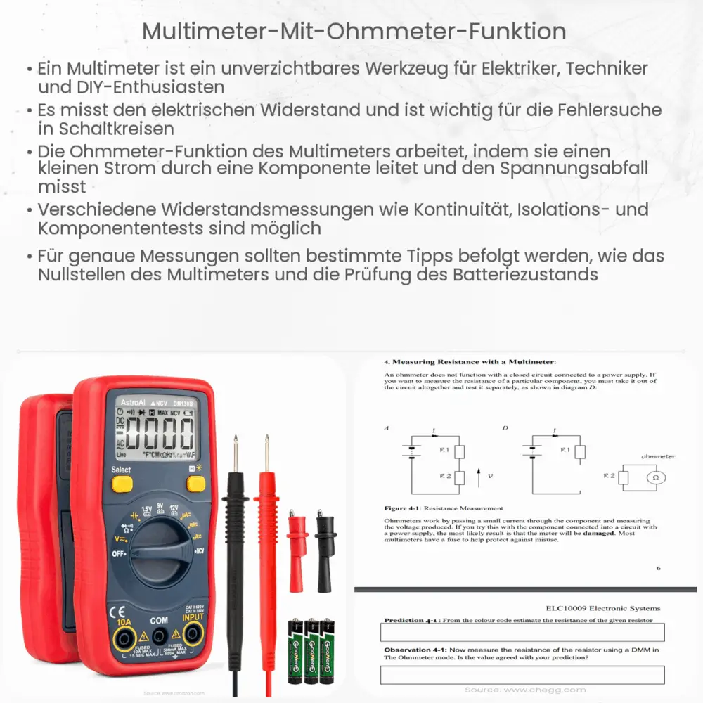 Multimeter (mit OhmmeterFunktion) Wie es funktioniert, Anwendung