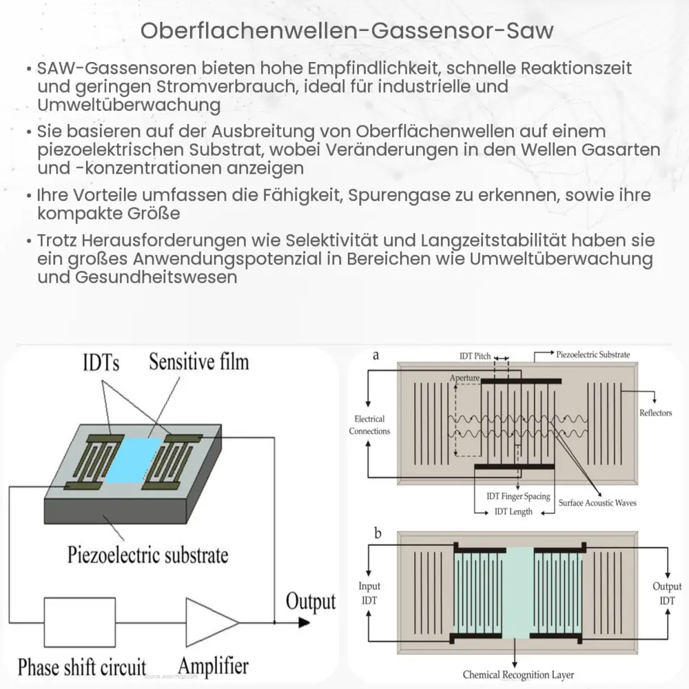 Oberflächenwellen-Gassensor (SAW)