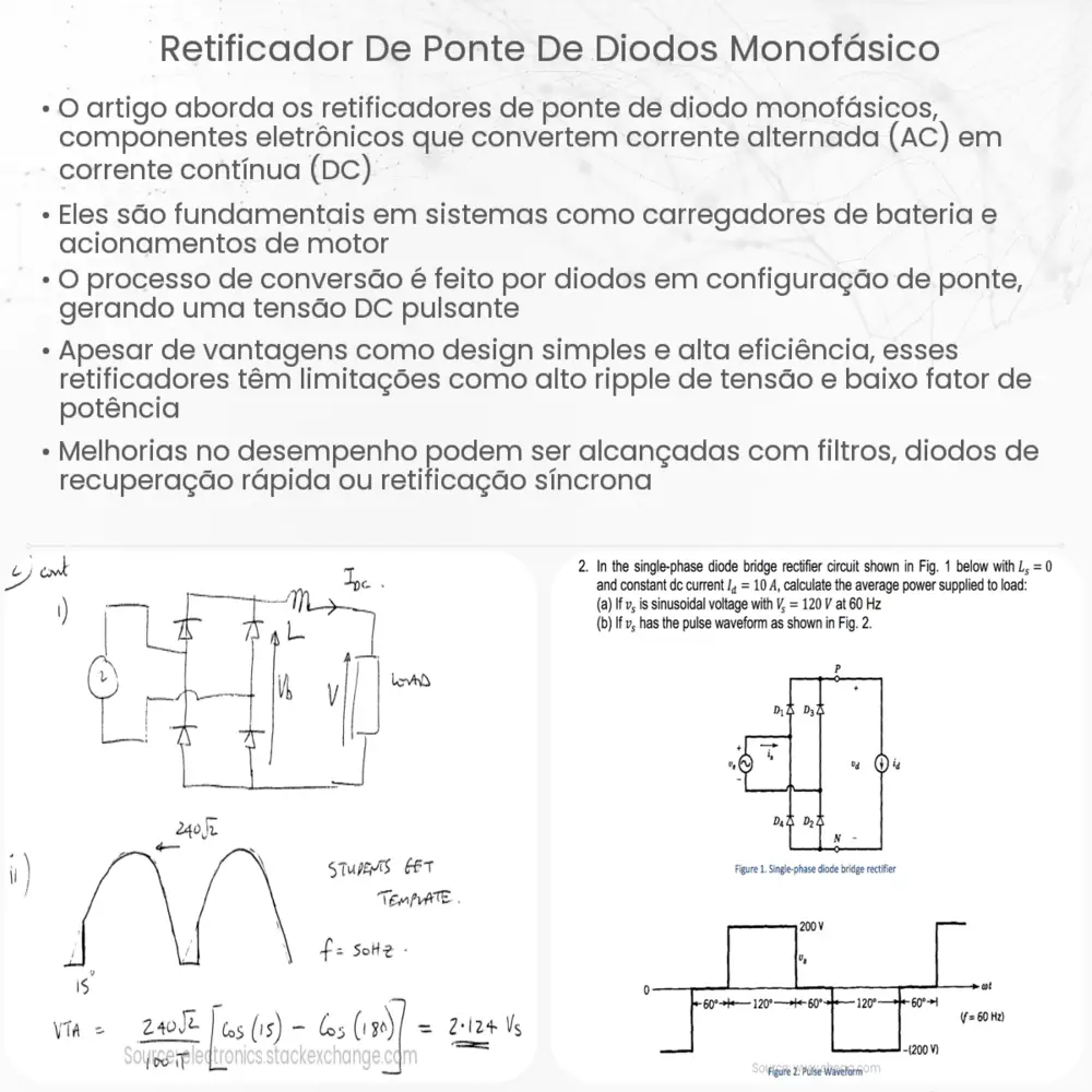 Retificador de ponte de diodos monofásico