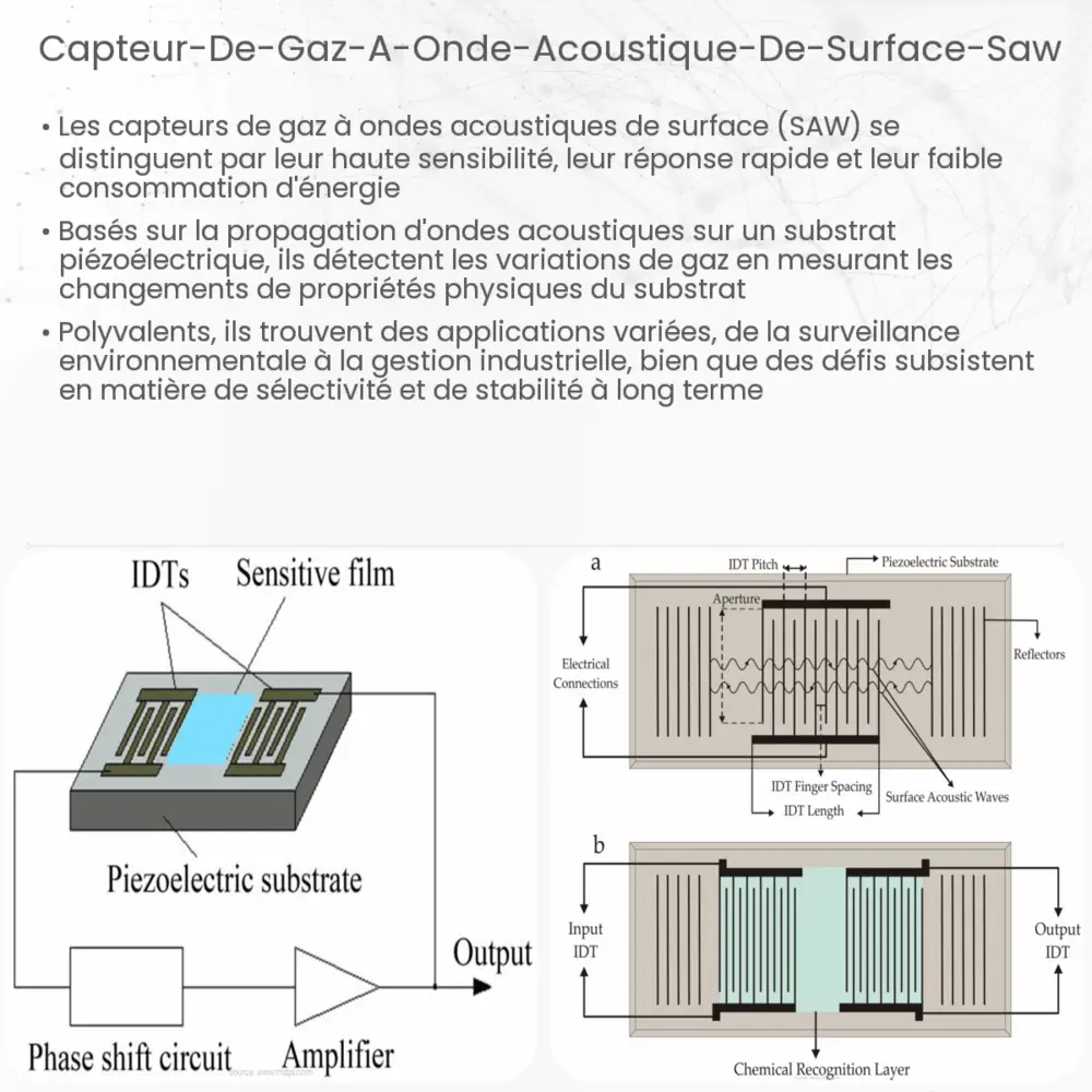 Capteur de gaz à onde acoustique de surface (SAW)
