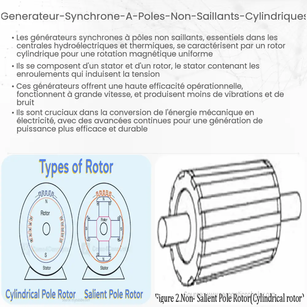 Générateur synchrone à pôles non saillants (cylindriques)
