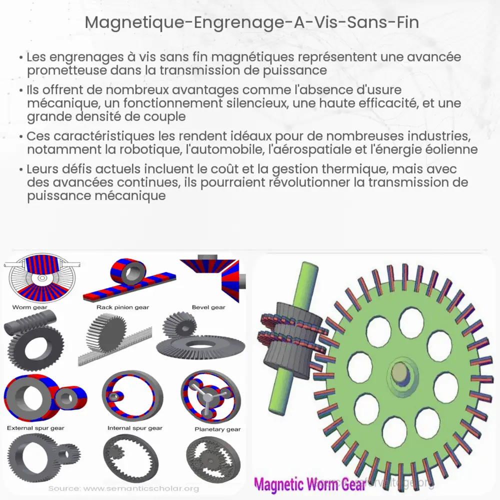 Magnétique engrenage à vis sans fin