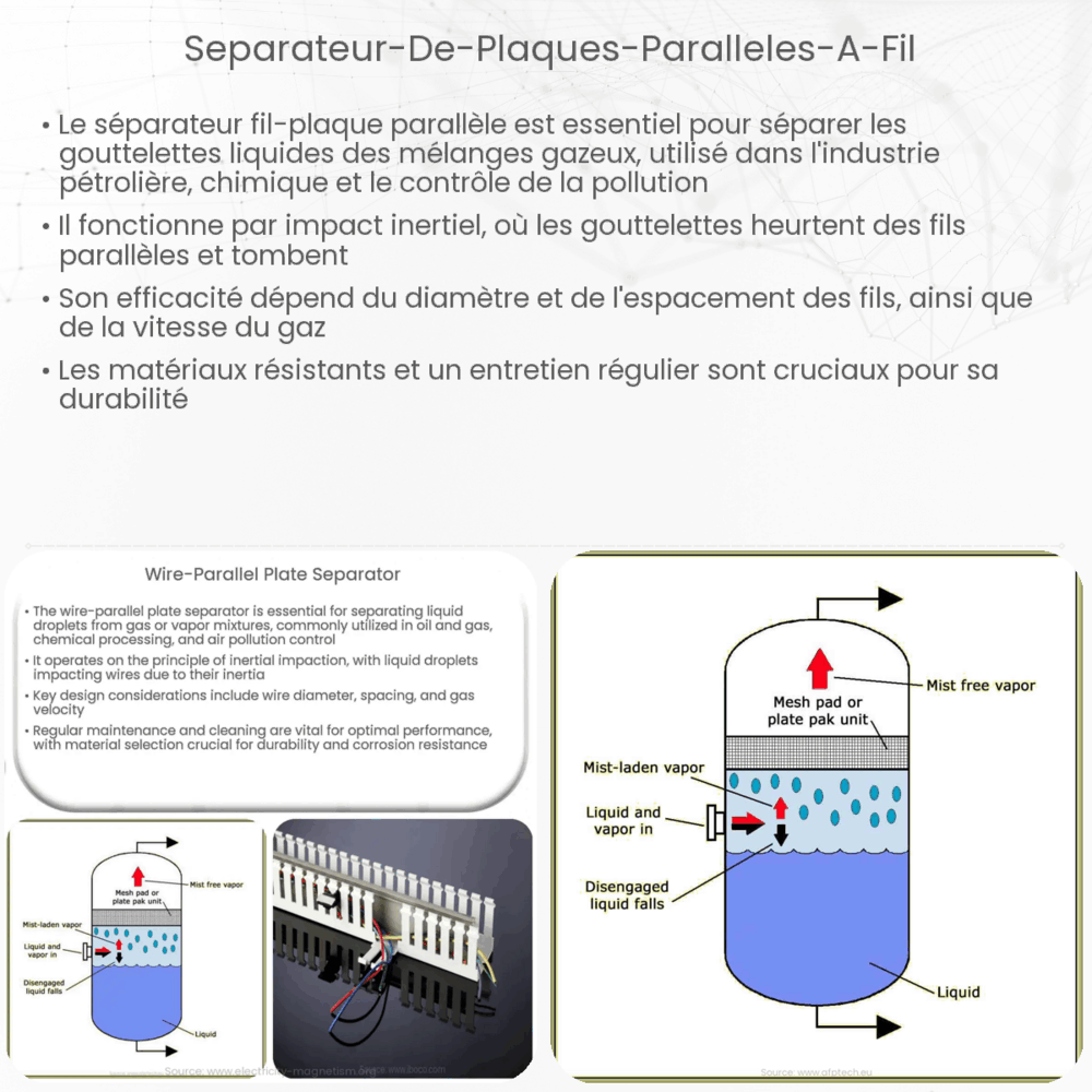 Séparateur de plaques parallèles à fil
