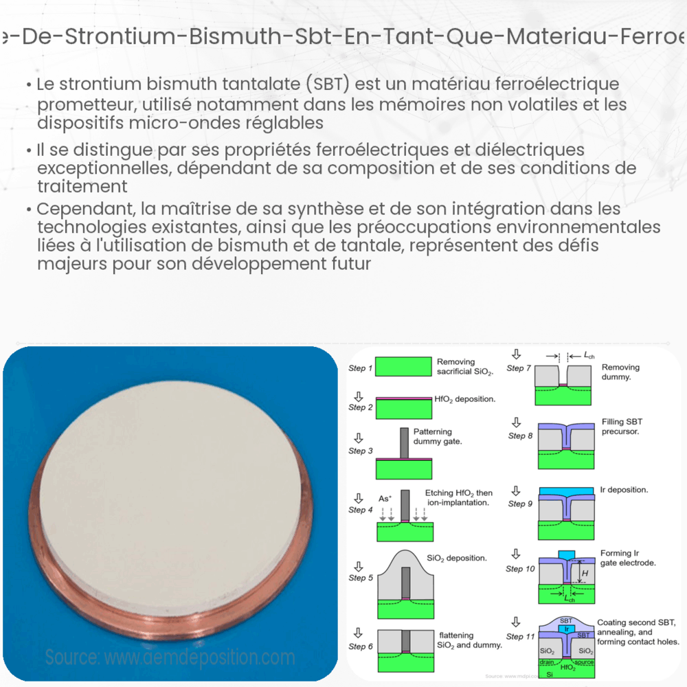 Tantalate de strontium-bismuth (SBT) en tant que matériau ferroélectrique