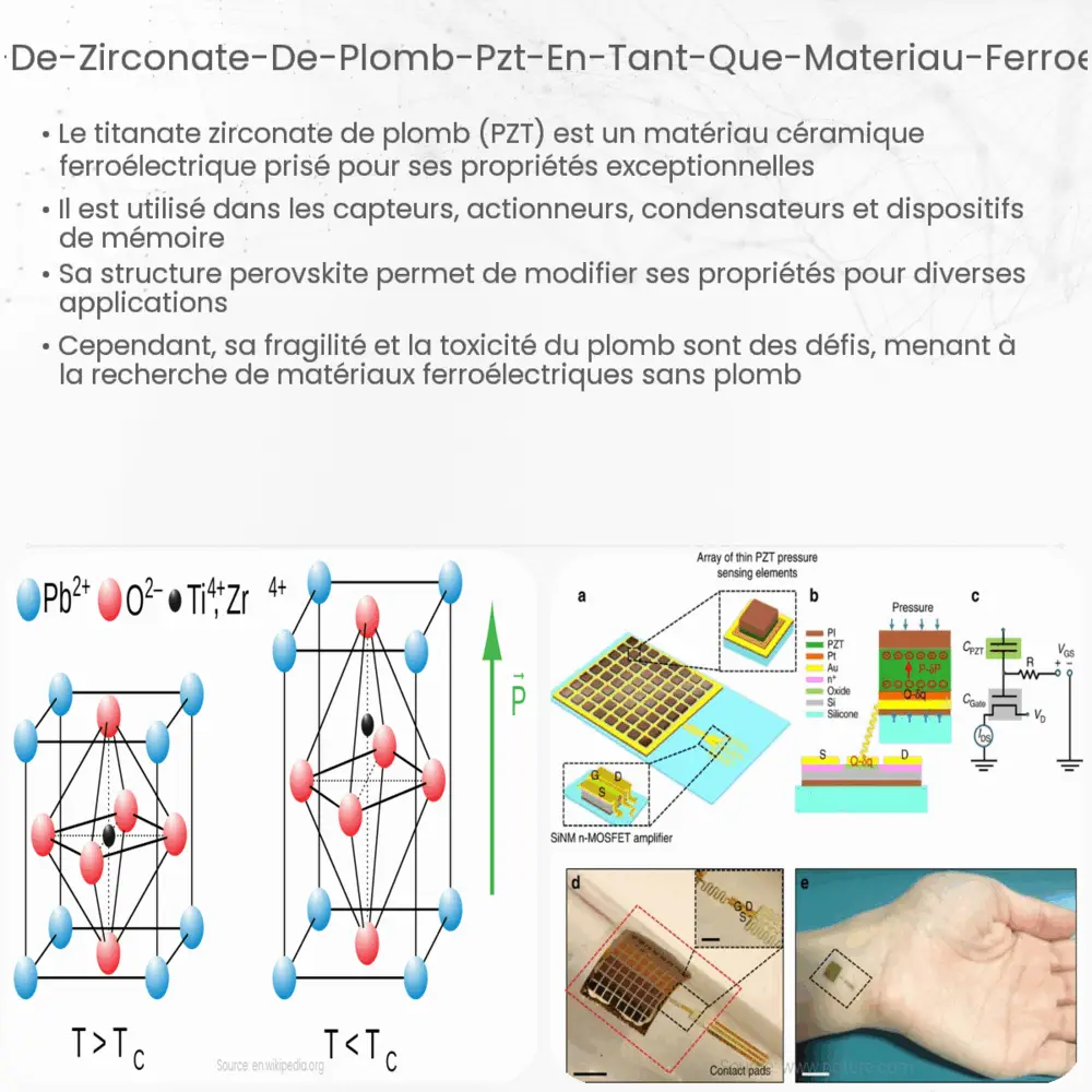 Titanate de zirconate de plomb (PZT) en tant que matériau ferroélectrique