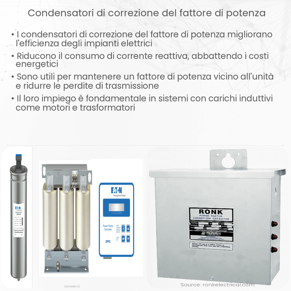 Condensatori di correzione del fattore di potenza