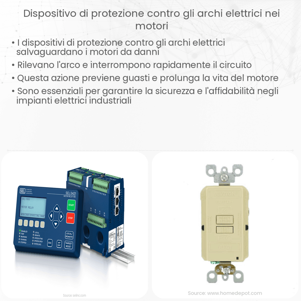 Dispositivo di protezione contro gli archi elettrici nei motori