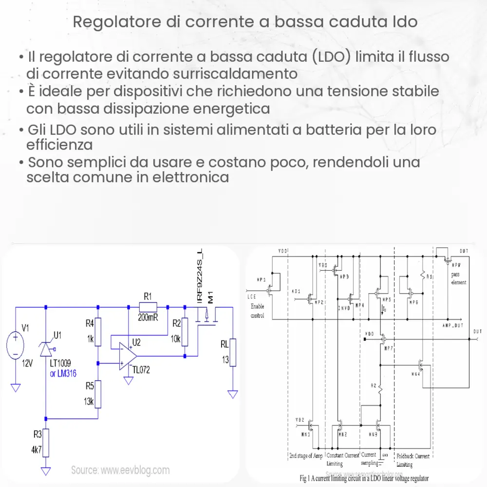 Regolatore di corrente a bassa caduta (LDO)