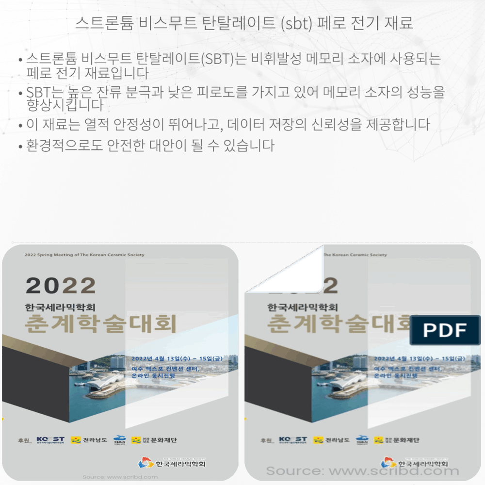 스트론튬 비스무트 탄탈레이트 (SBT) 페로 전기 재료