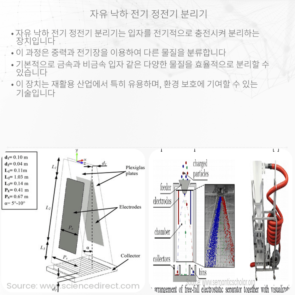 자유 낙하 전기 정전기 분리기