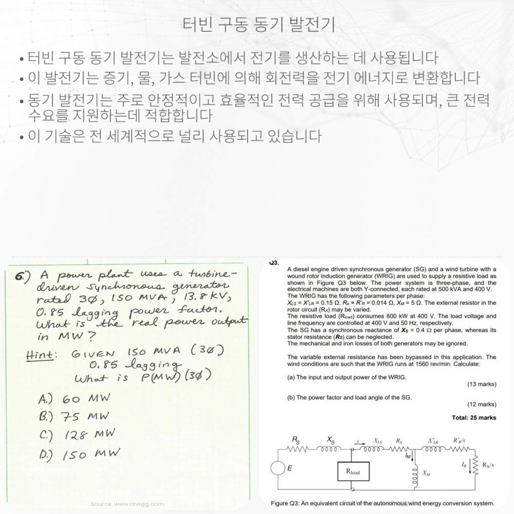 터빈 구동 동기 발전기
