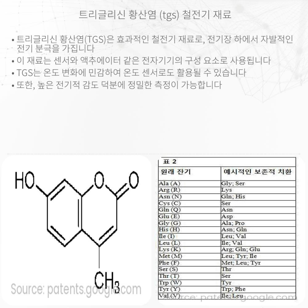 트리글리신 황산염 (TGS) 철전기 재료