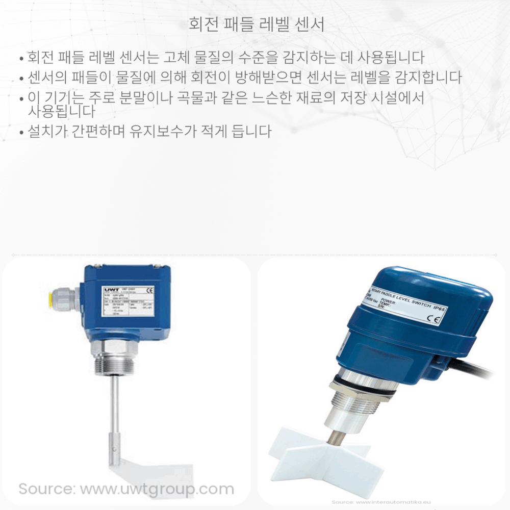 회전 패들 레벨 센서
