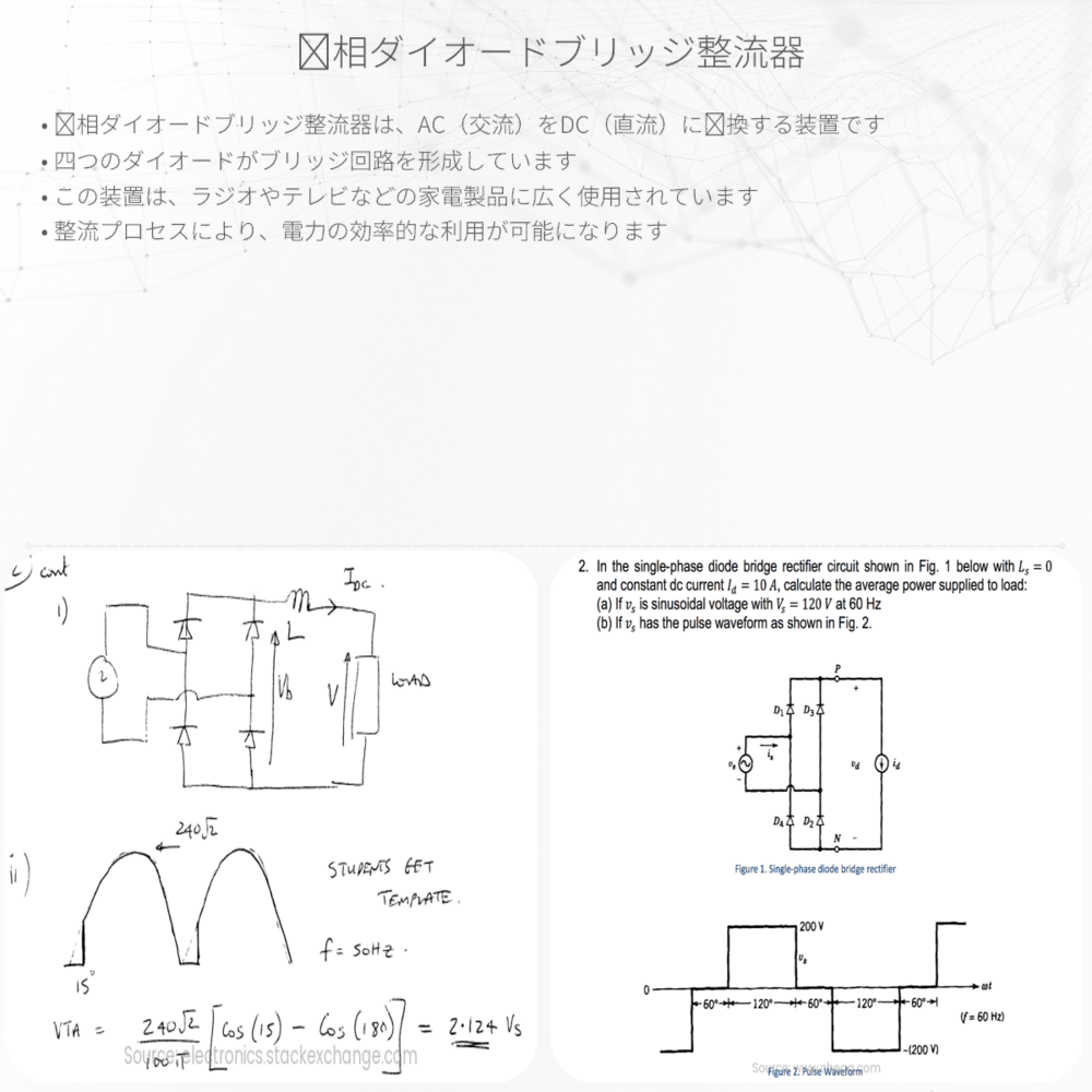 単相ダイオードブリッジ整流器