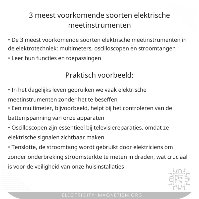 3 meest voorkomende soorten elektrische meetinstrumenten