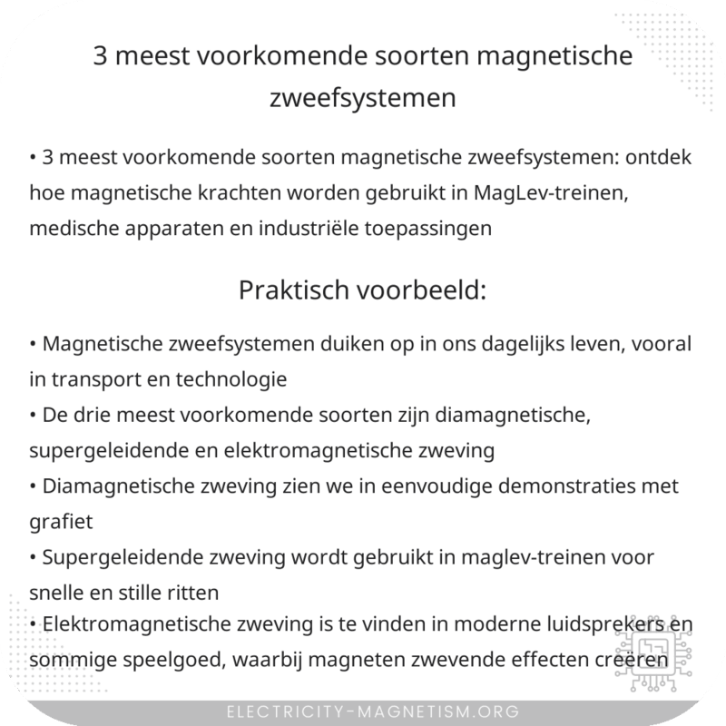 3 meest voorkomende soorten magnetische zweefsystemen