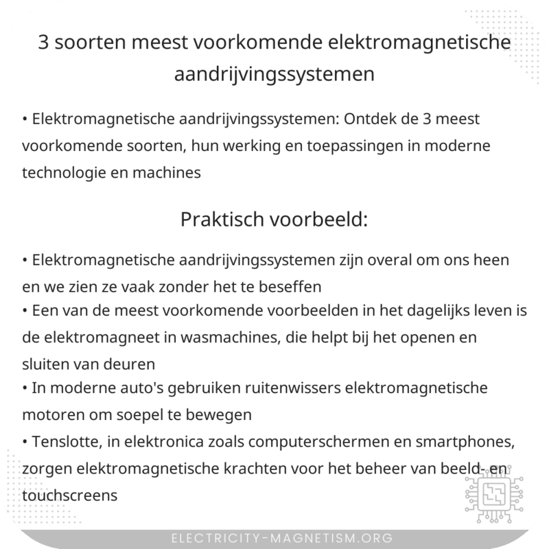 3 Soorten Meest Voorkomende Elektromagnetische Aandrijvingssystemen