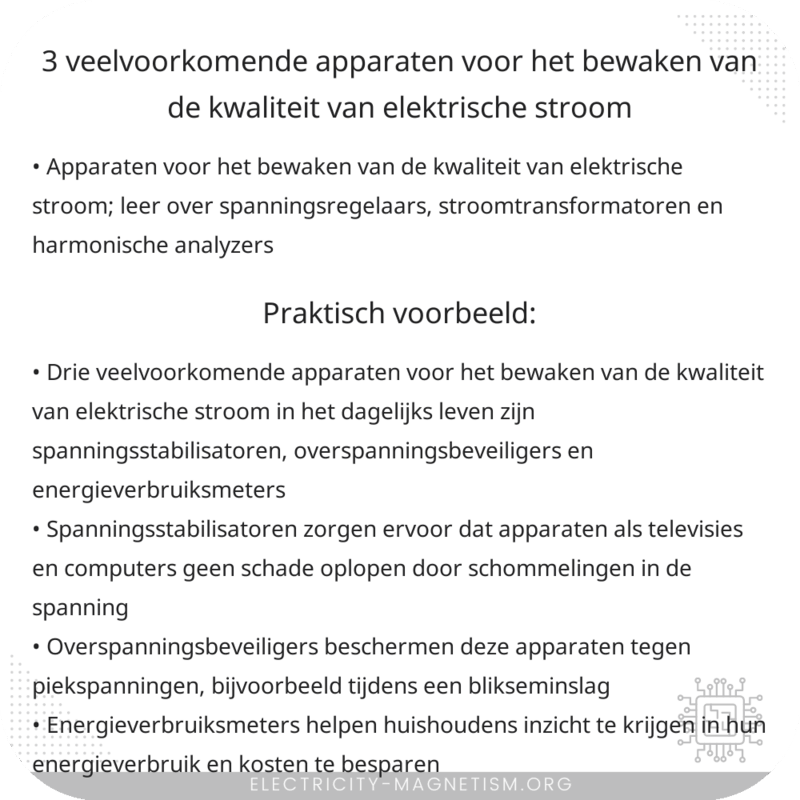 3 veelvoorkomende apparaten voor het bewaken van de kwaliteit van elektrische stroom