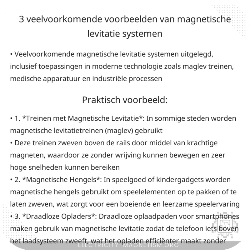 3 Veelvoorkomende Voorbeelden van Magnetische Levitatie Systemen