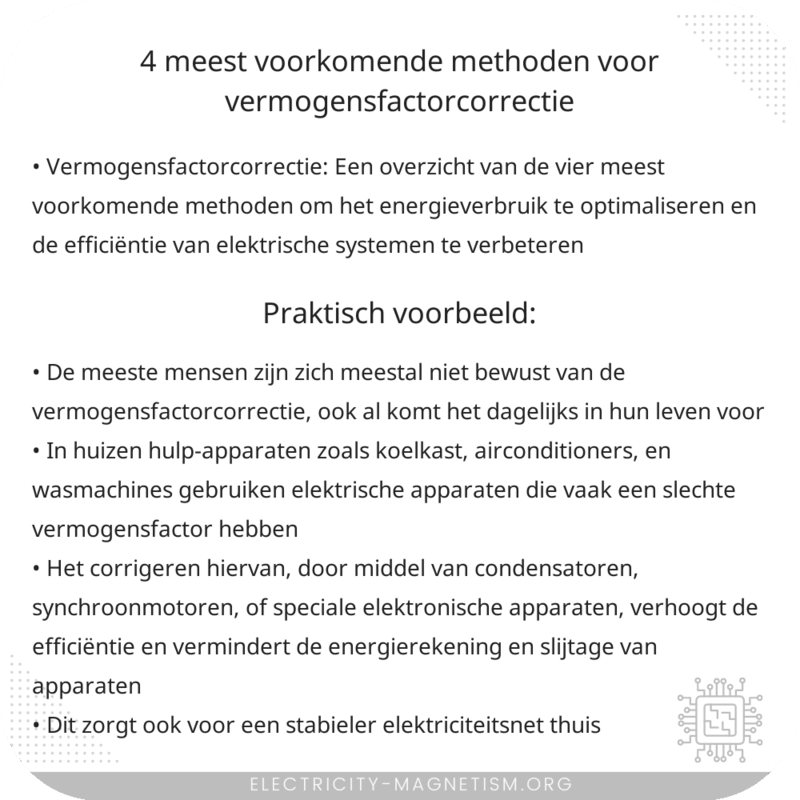 4 Meest Voorkomende Methoden voor Vermogensfactorcorrectie
