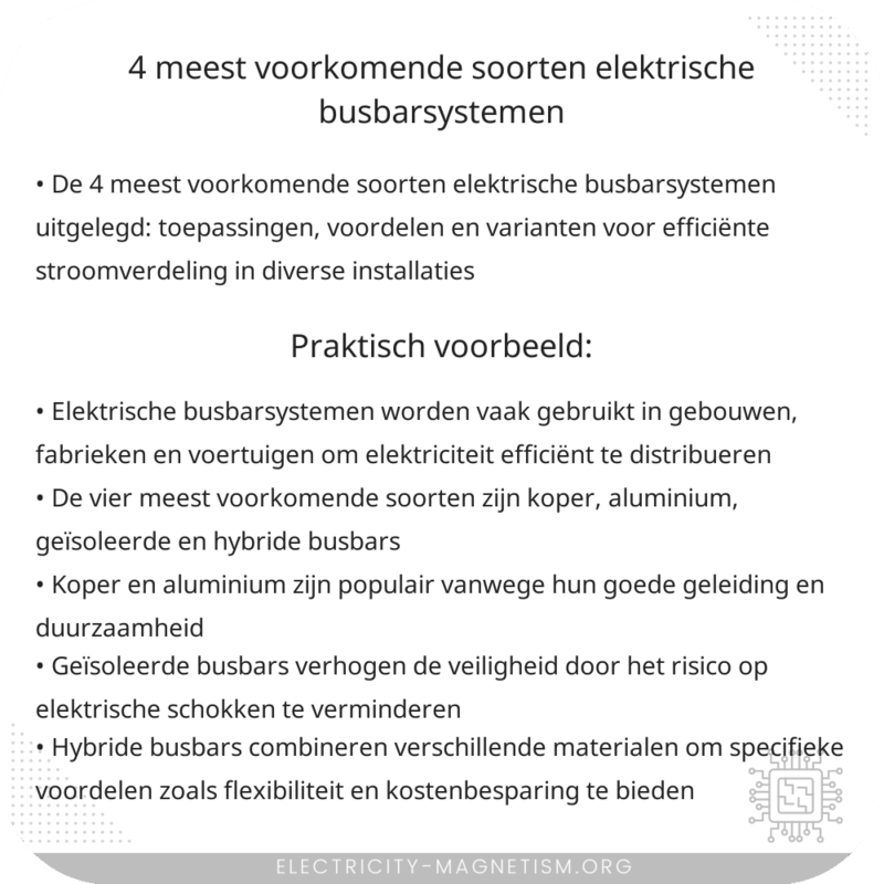 4 meest voorkomende soorten elektrische busbarsystemen