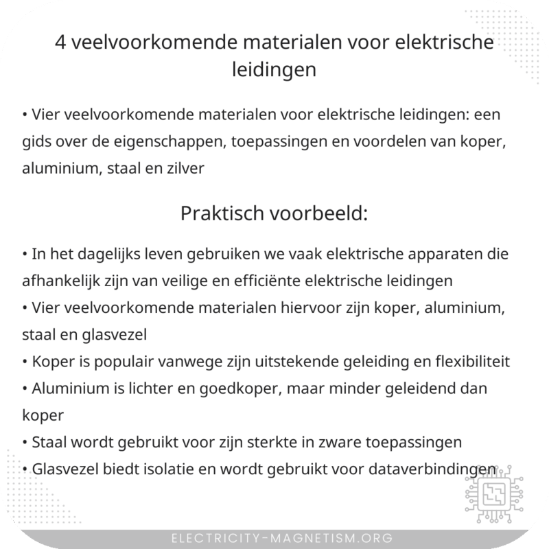 4 veelvoorkomende materialen voor elektrische leidingen