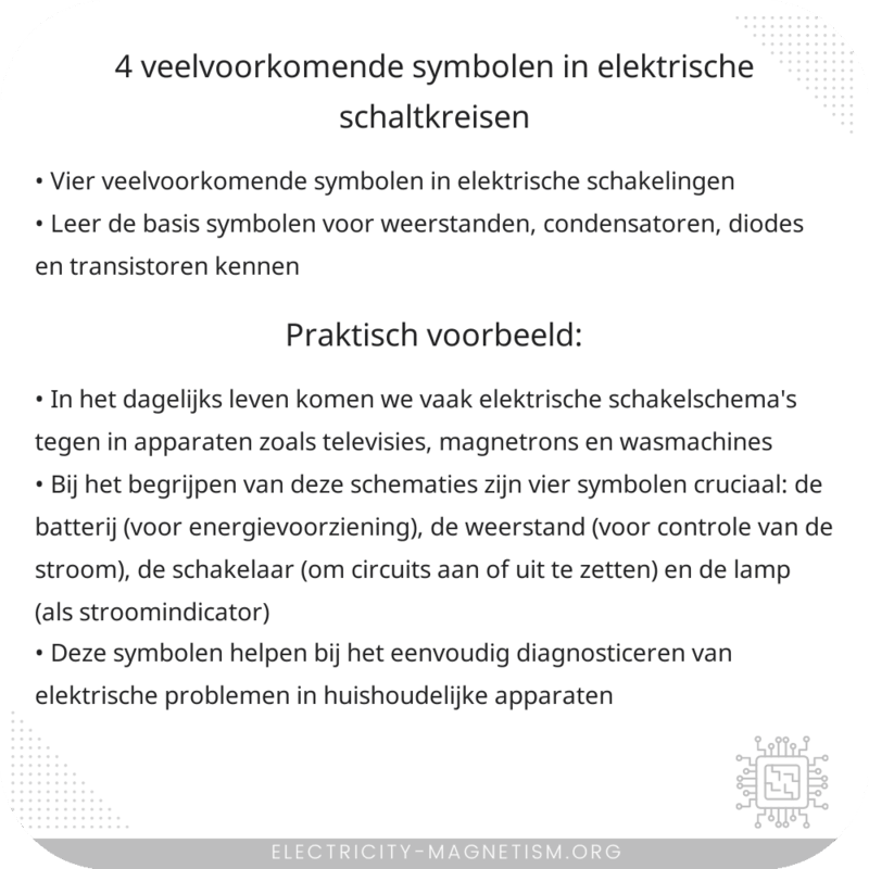 4 Veelvoorkomende Symbolen in Elektrische Schaltkreisen