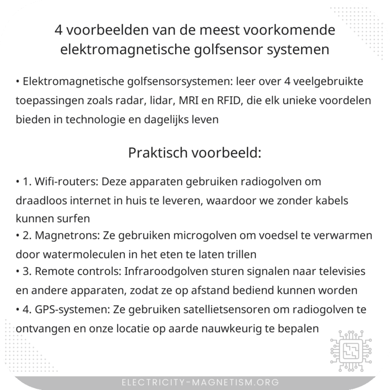 4 voorbeelden van de meest voorkomende elektromagnetische golfsensor systemen