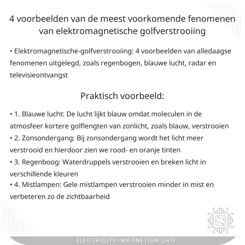 4 voorbeelden van de meest voorkomende fenomenen van elektromagnetische-golfverstrooiing