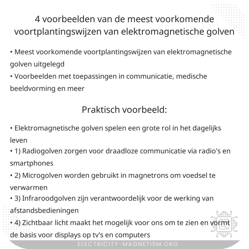 4 voorbeelden van de meest voorkomende voortplantingswijzen van elektromagnetische golven