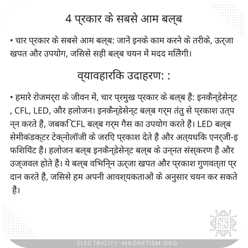 4 प्रकार के सबसे आम बल्ब