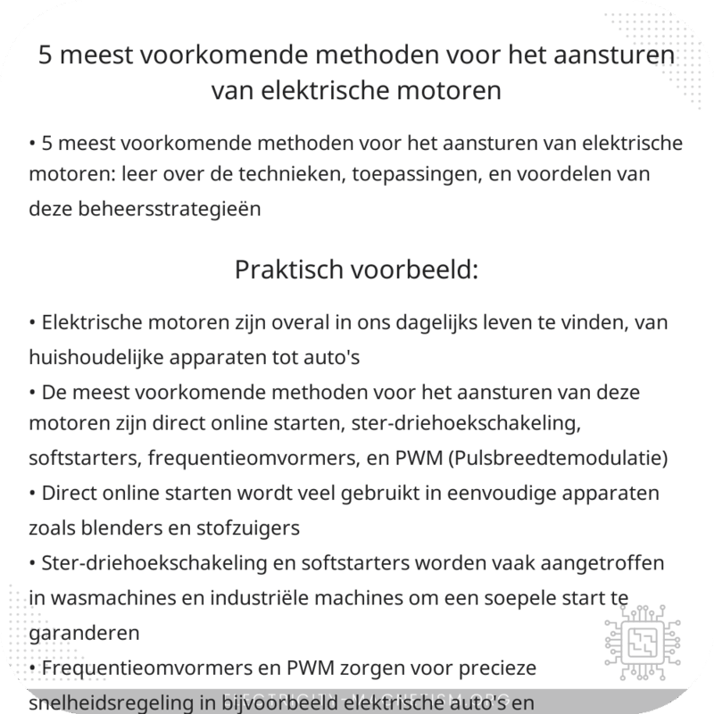 5 meest voorkomende methoden voor het aansturen van elektrische motoren