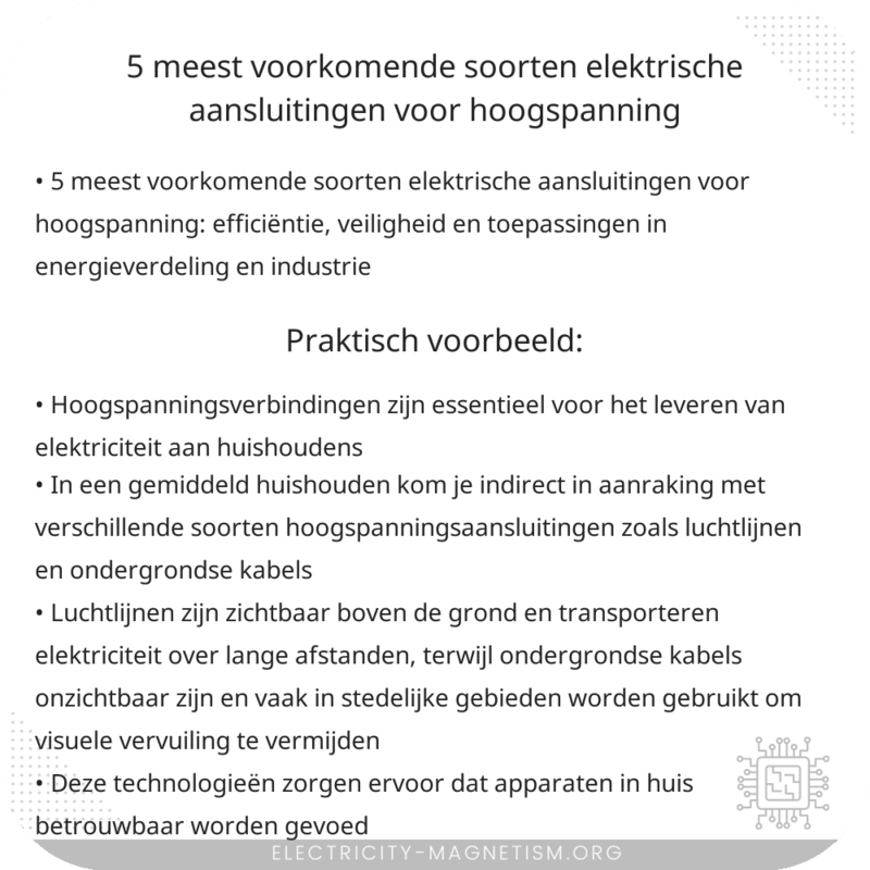 5 meest voorkomende soorten elektrische aansluitingen voor hoogspanning