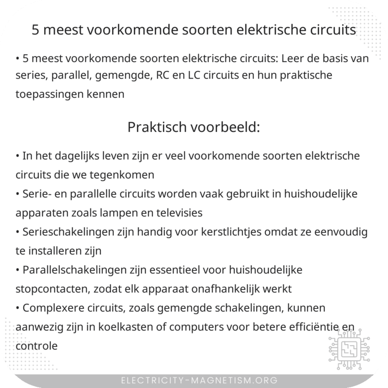 5 meest voorkomende soorten elektrische circuits