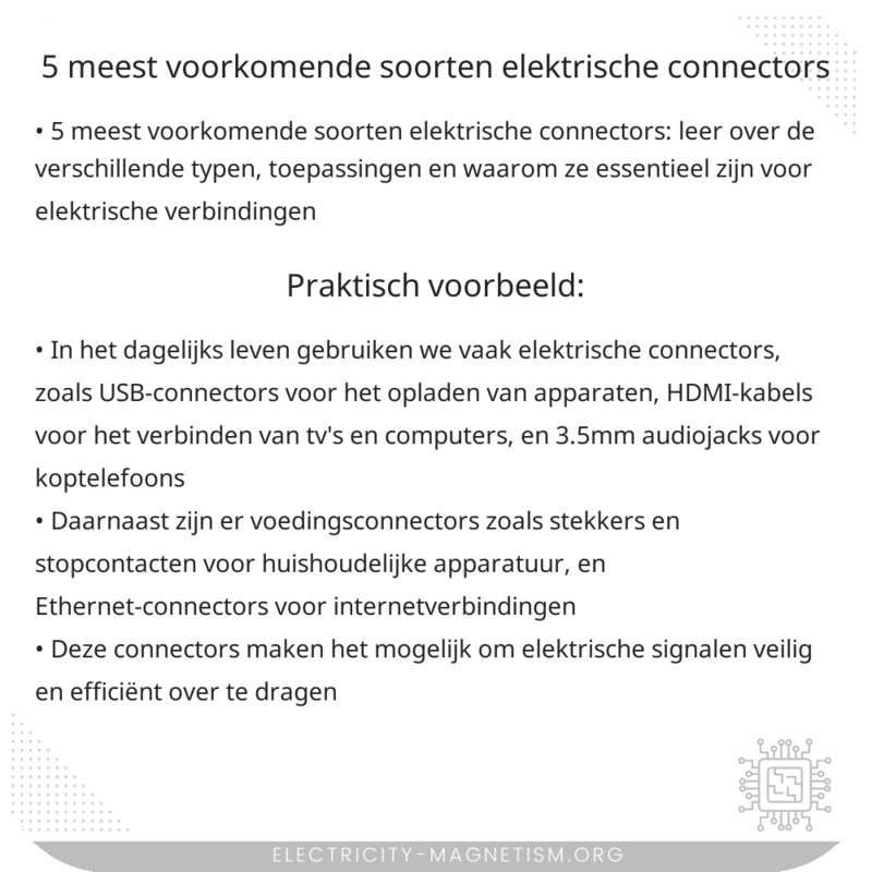5 meest voorkomende soorten elektrische connectors