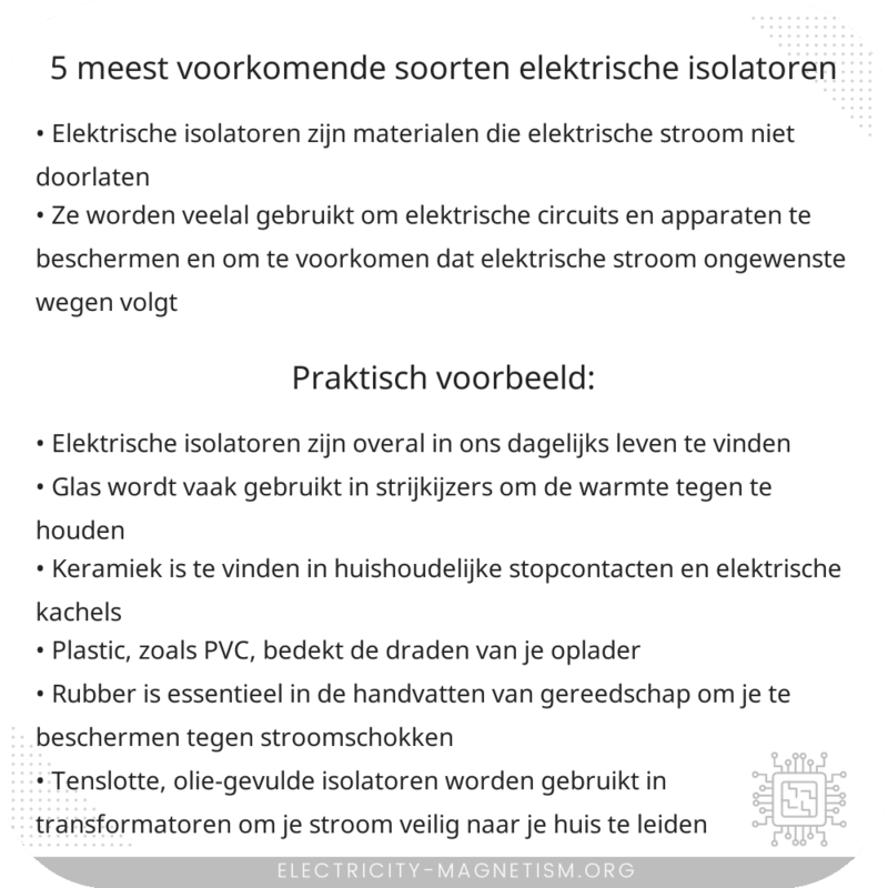 5 meest voorkomende soorten elektrische isolatoren