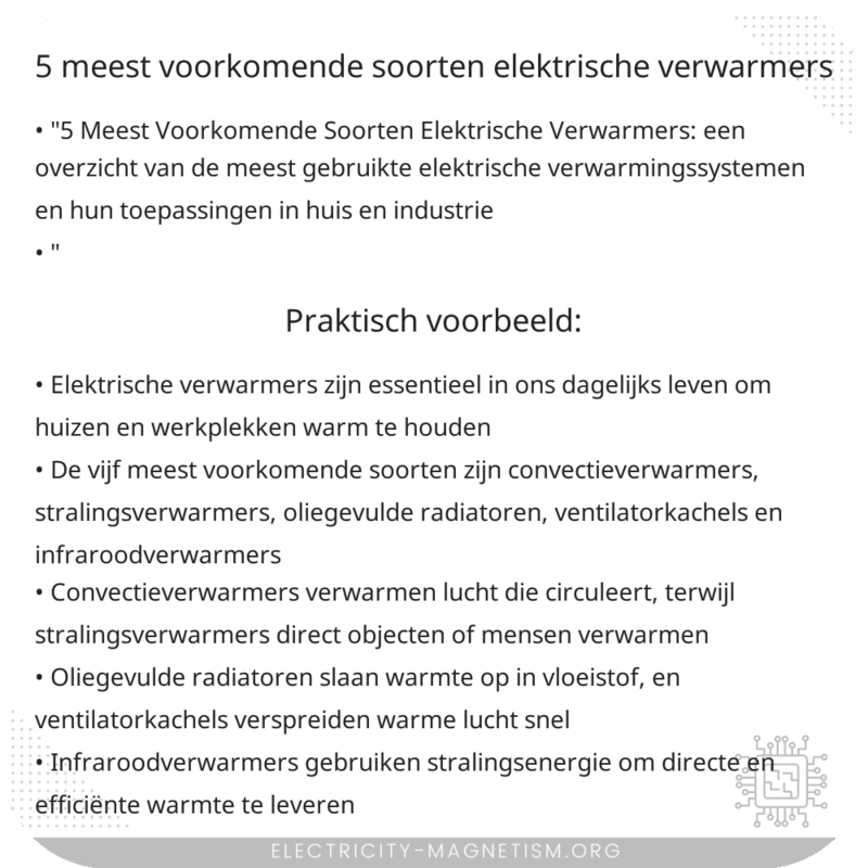 5 Meest Voorkomende Soorten Elektrische Verwarmers