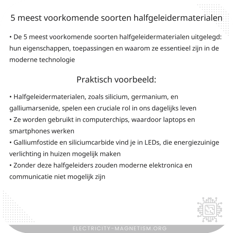 5 meest voorkomende soorten halfgeleidermaterialen